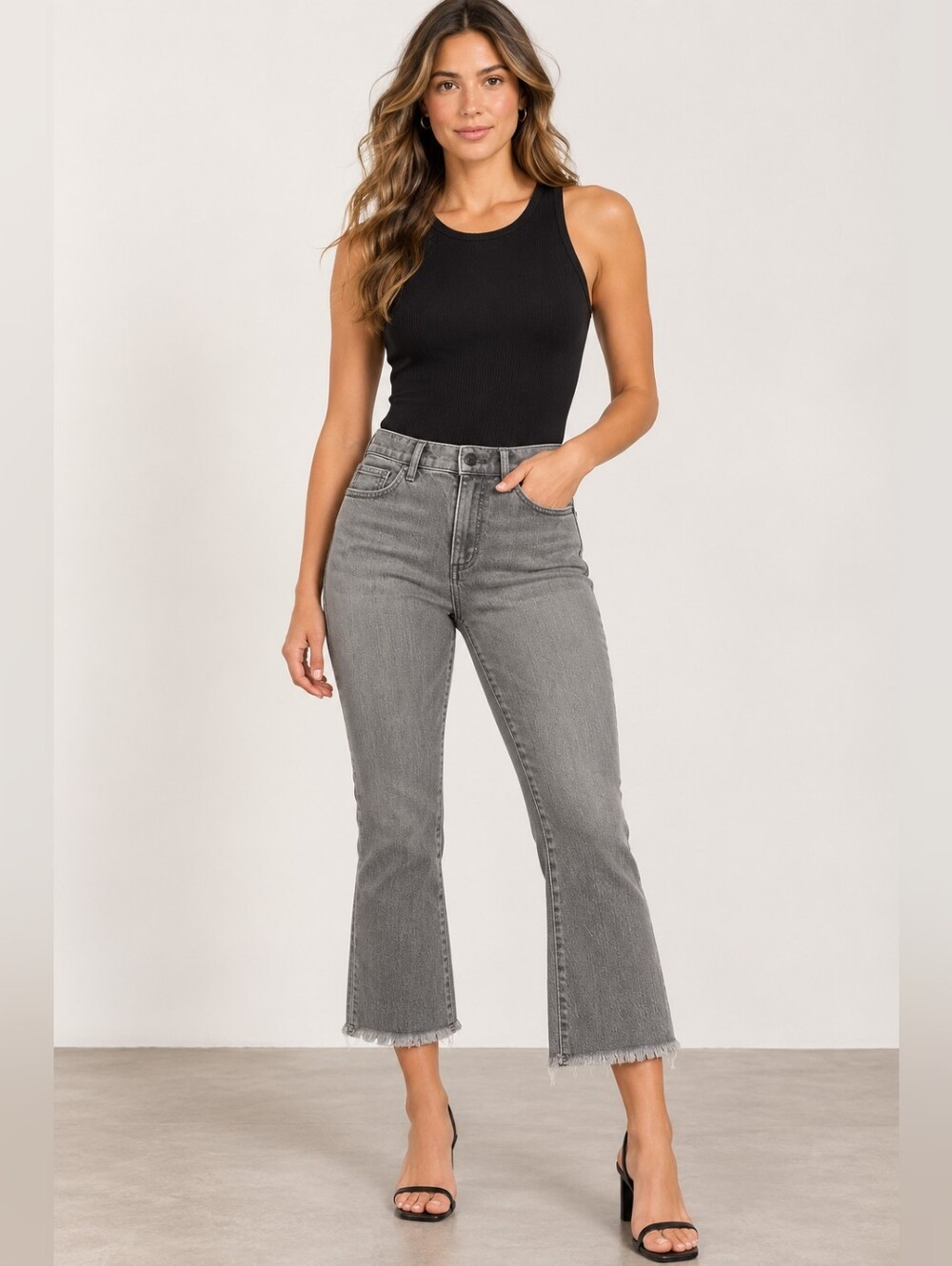 ❤️ LOFT HIGH RISE KICK CROP JEANS, GRAY, 0 (25)